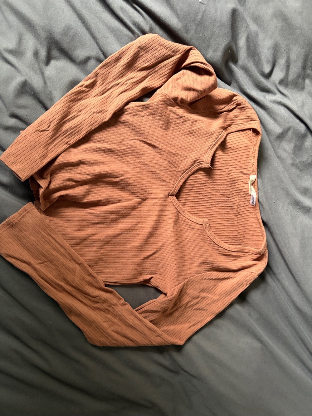Bozzolo Ribbed Long Sleeve Top in Burnt Orange